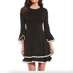 Eliza J Black and White Flare Sleeve Dress